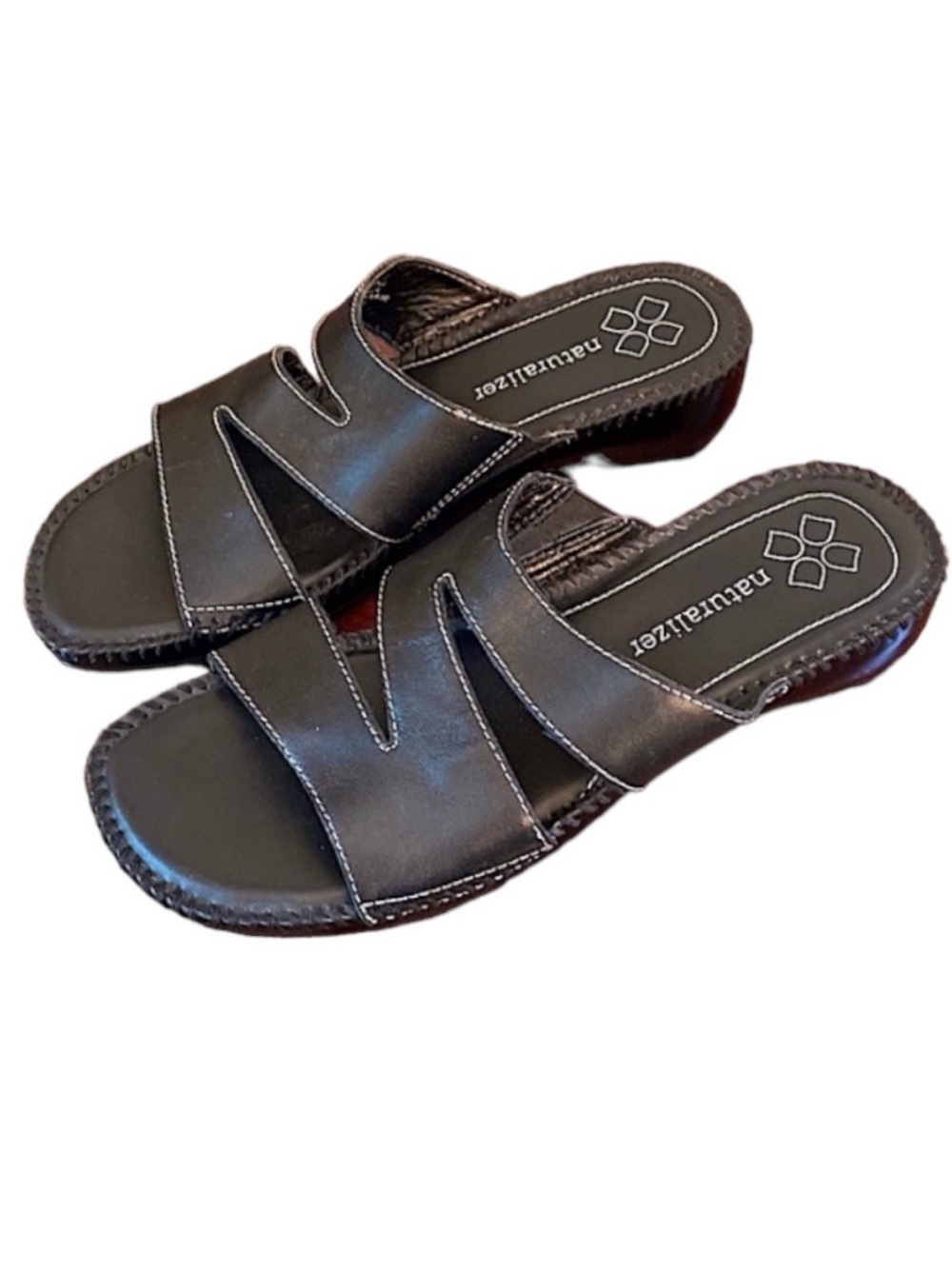 Naturalizer Black Cut Out Leather Upper SZ 7N Bohemian Festival Chic Sandals